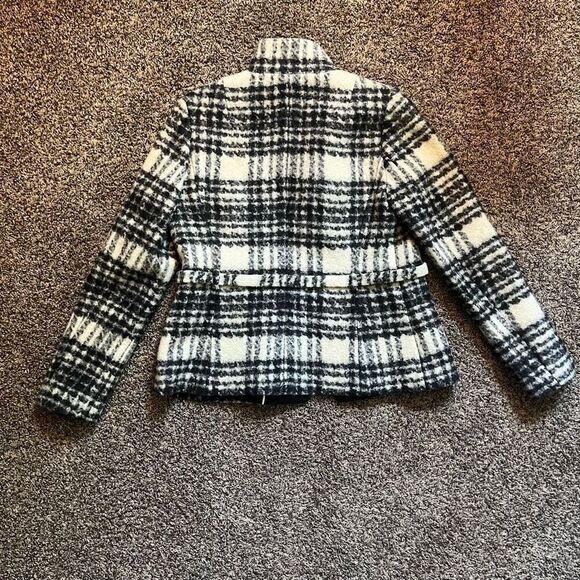 Banana‎ Republic Coat Women's Medium Black Checked 100% Wool Long Sleeve - Picture 6 of 6
